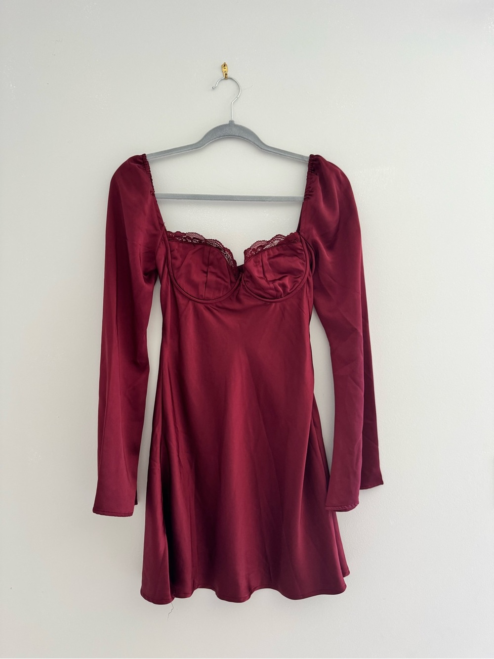 Princess Polly Burgundy Satin Corset Mini Dress Coquette Date Night US 4